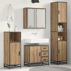Juego de muebles de baño con cajón 3 pcs Roble artesanal