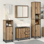Juego de muebles de baño con cajón 3 pcs Roble artesanal