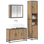 Juego de muebles de baño con cajón 3 pcs Roble artesanal