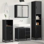 Juego de muebles de baño 3 pcs Roble Negro Madera de ingeniería