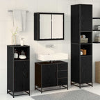 Juego de muebles de baño 3 pcs Roble Negro Madera de ingeniería