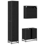Juego de muebles de baño 3 pcs Roble Negro Madera de ingeniería