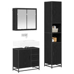 Juego de muebles de baño 3 pcs Roble Negro Madera de ingeniería