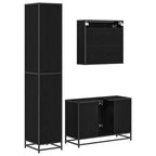 Juego de muebles de baño con estante 3 pcs Madera envejecida