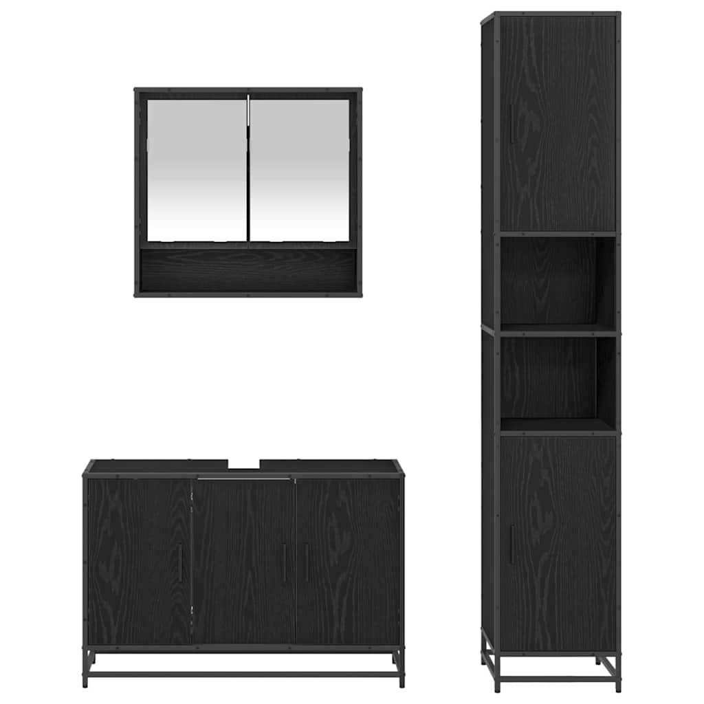 Juego de muebles de baño con estante 3 pcs Madera envejecida