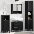 Juego de muebles de baño 3 pcs Roble Negro Madera de ingeniería