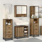 Juego de muebles de baño con cajón 4 pcs Roble artesanal