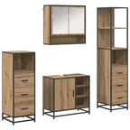 Juego de muebles de baño con cajón 4 pcs Roble artesanal
