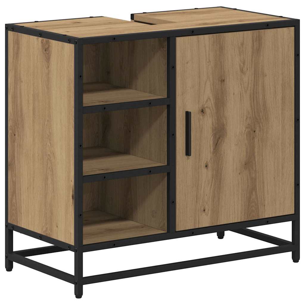 Juego de muebles de baño con cajón 4 pcs Roble artesanal