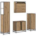 Juego de muebles de baño con cajón 4 pcs Roble artesanal