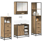 Juego de muebles de baño con cajón 4 pcs Roble artesanal