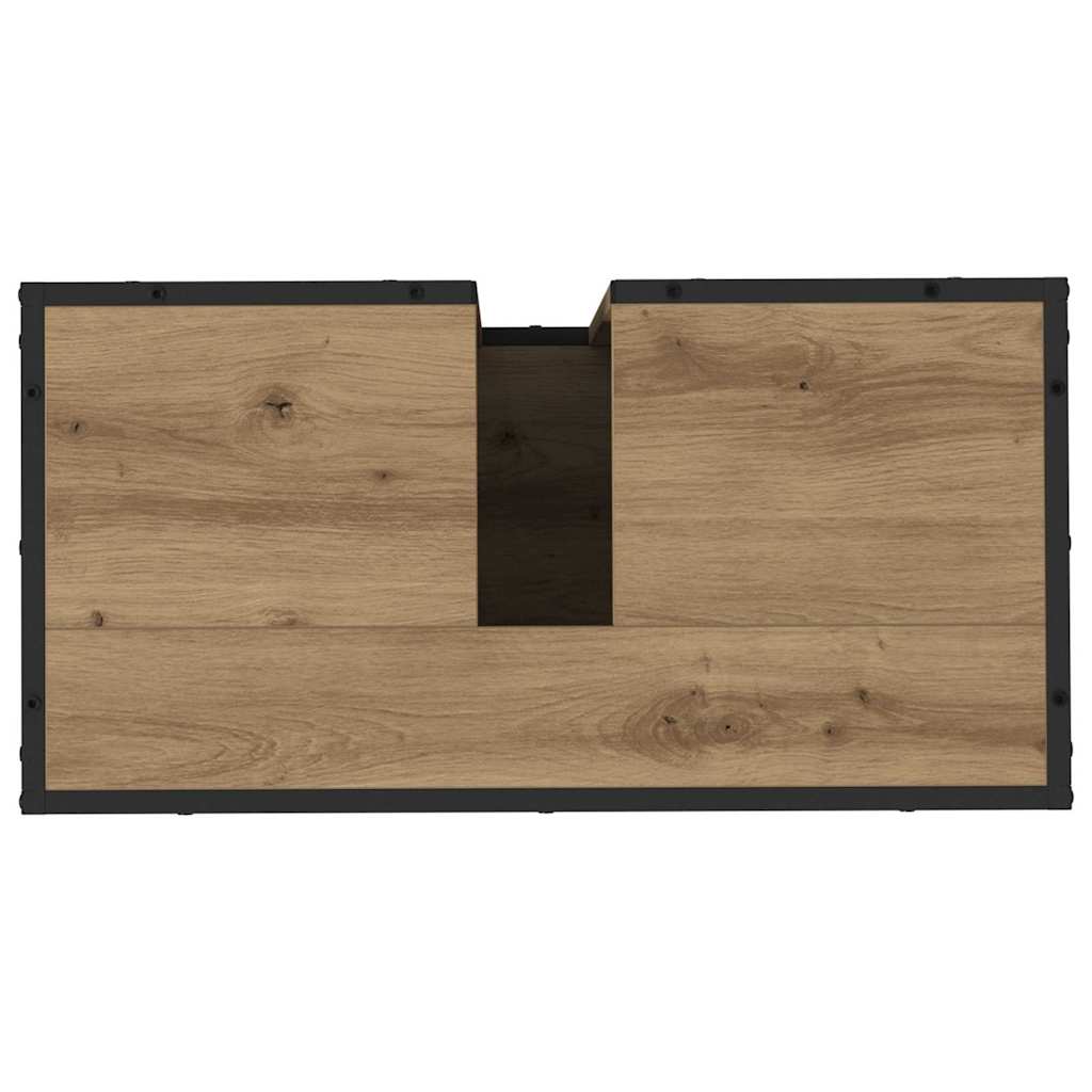 Juego de muebles de baño con cajón 4 pcs Roble artesanal