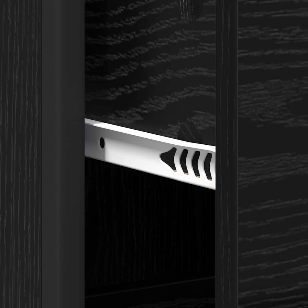 Juego de muebles de baño 4 pcs Roble Negro Madera de ingeniería