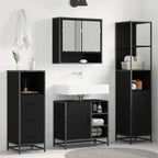 Juego de muebles de baño 4 pcs Roble Negro Madera de ingeniería