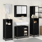 Juego de muebles de baño 4 pcs Roble Negro Madera de ingeniería