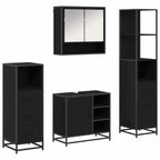 Juego de muebles de baño 4 pcs Roble Negro Madera de ingeniería
