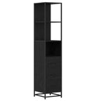 Juego de muebles de baño 4 pcs Roble Negro Madera de ingeniería
