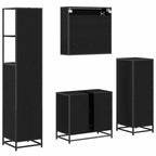 Juego de muebles de baño 4 pcs Roble Negro Madera de ingeniería
