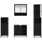 Juego de muebles de baño 4 pcs Roble Negro Madera de ingeniería