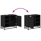 Juego de muebles de baño 4 pcs Roble Negro Madera de ingeniería