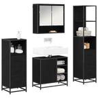 Juego de muebles de baño 4 pcs Roble Negro Madera de ingeniería