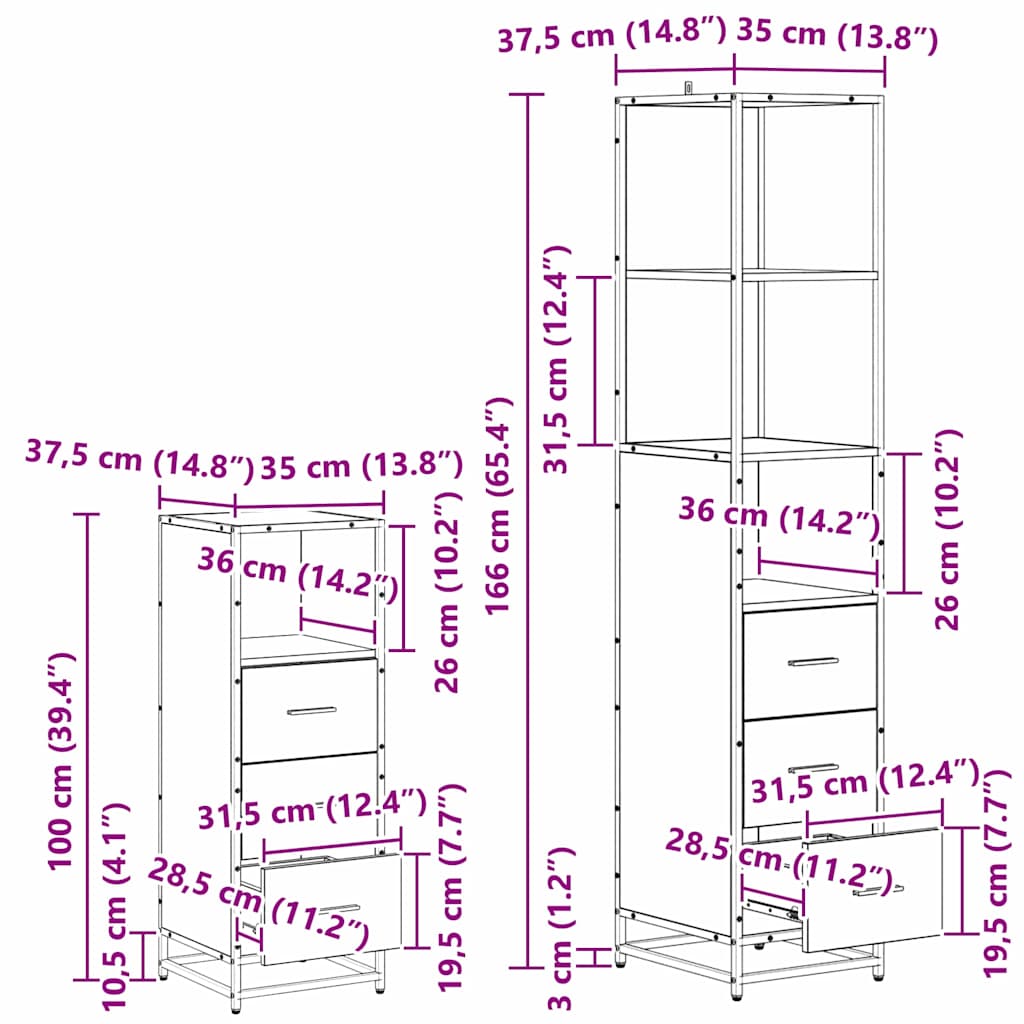 Juego de muebles de baño 4 pcs Roble Negro Madera de ingeniería