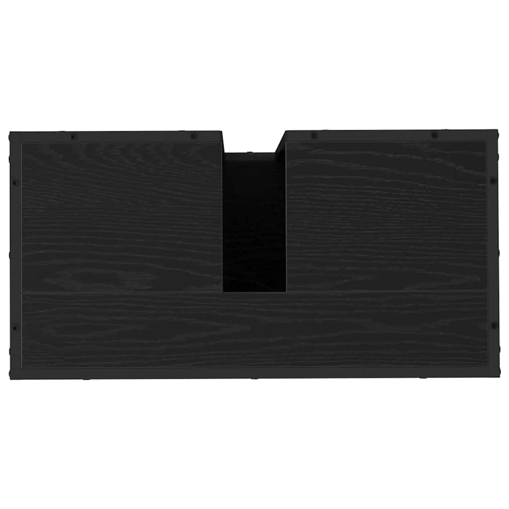 Juego de muebles de baño 4 pcs Roble Negro Madera de ingeniería