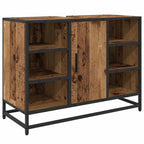 Juego de muebles de baño con estante 3 pcs Madera envejecida