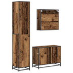 Juego de muebles de baño con estante 3 pcs Madera envejecida