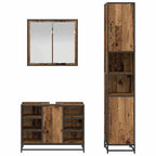 Juego de muebles de baño con estante 3 pcs Madera envejecida