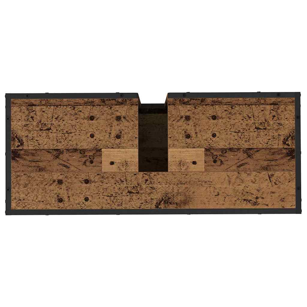 Juego de muebles de baño con estante 3 pcs Madera envejecida