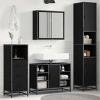 Juego de muebles de baño 3 pcs Roble Negro Madera de ingeniería