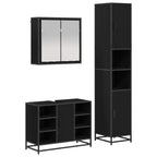 Juego de muebles de baño 3 pcs Roble Negro Madera de ingeniería
