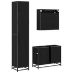 Juego de muebles de baño 3 pcs Roble Negro Madera de ingeniería