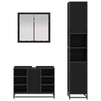 Juego de muebles de baño 3 pcs Roble Negro Madera de ingeniería