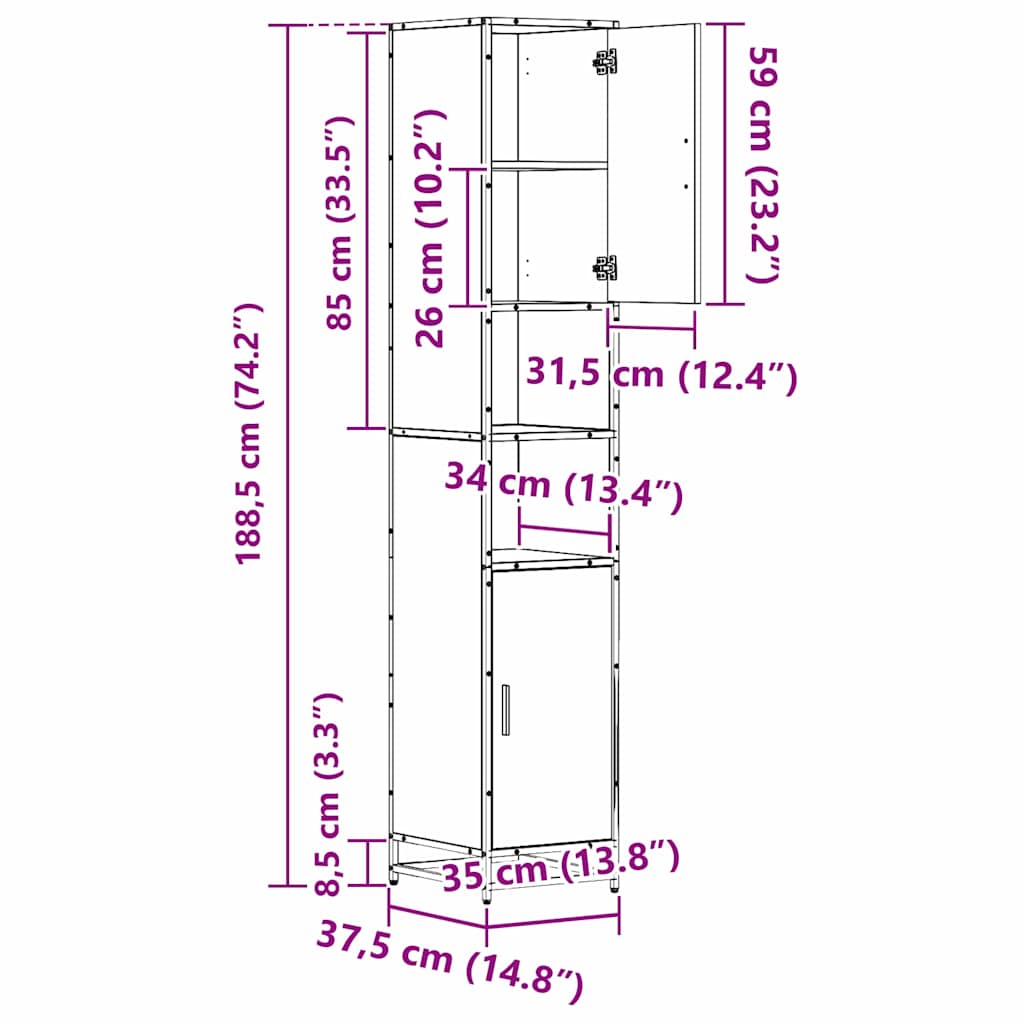 Juego de muebles de baño 3 pcs Roble Negro Madera de ingeniería