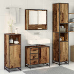 Juego de muebles de baño con cajón 3 pcs Madera envejecida