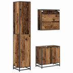 Juego de muebles de baño con cajón 3 pcs Madera envejecida