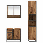 Juego de muebles de baño con cajón 3 pcs Madera envejecida