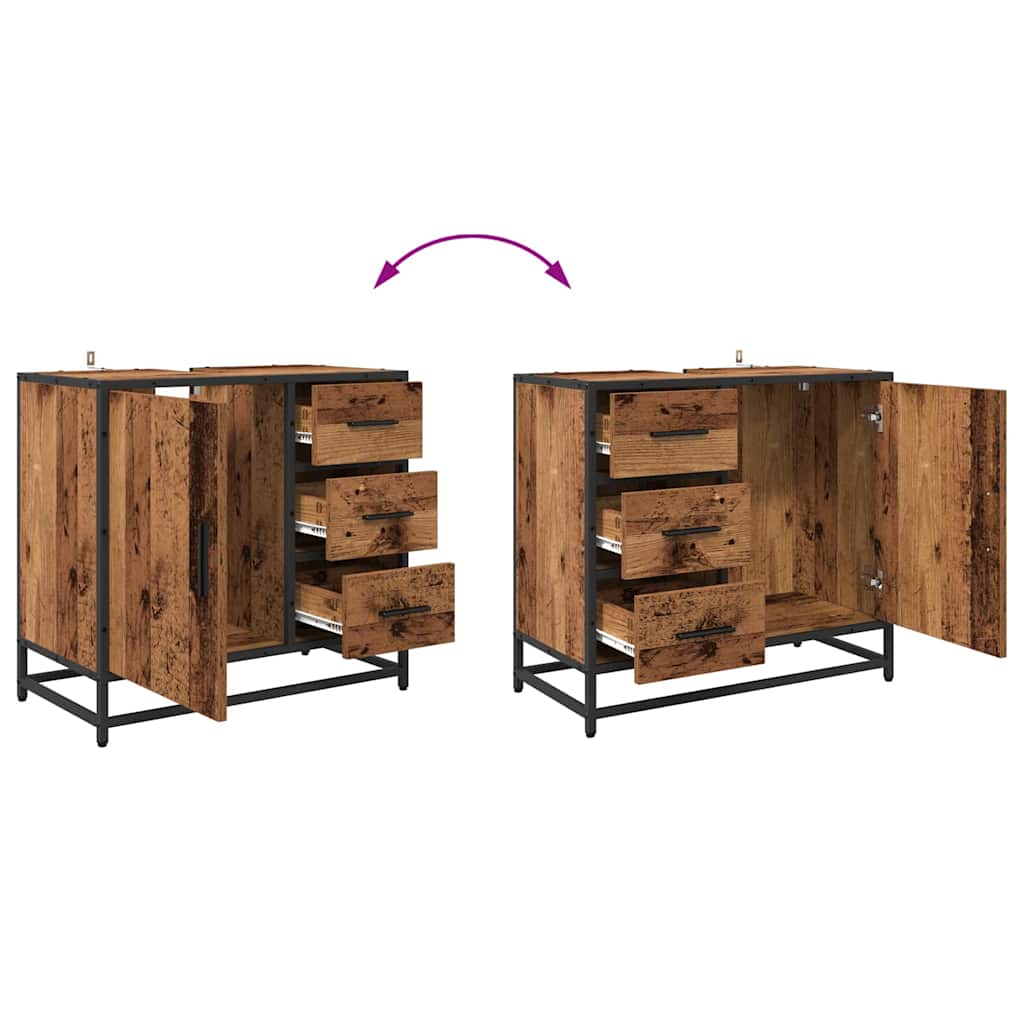 Juego de muebles de baño con cajón 3 pcs Madera envejecida