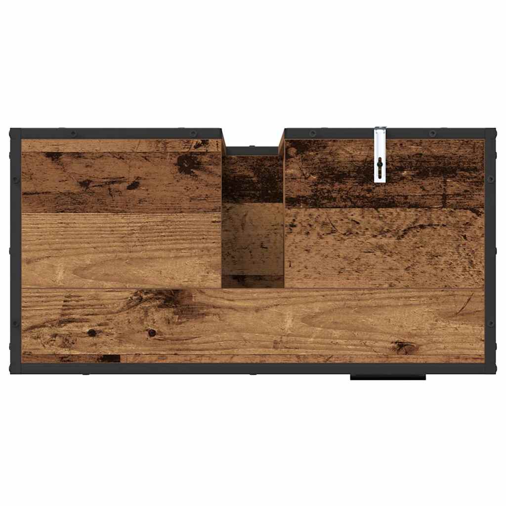 Juego de muebles de baño con cajón 3 pcs Madera envejecida