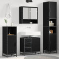 Juego de muebles de baño 3 pcs Roble Negro Madera de ingeniería