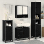 Juego de muebles de baño 3 pcs Roble Negro Madera de ingeniería