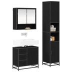 Juego de muebles de baño 3 pcs Roble Negro Madera de ingeniería