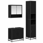 Juego de muebles de baño 3 pcs Roble Negro Madera de ingeniería