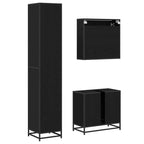 Juego de muebles de baño 3 pcs Roble Negro Madera de ingeniería
