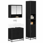 Juego de muebles de baño 3 pcs Roble Negro Madera de ingeniería