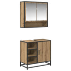Juego de muebles de baño con cajón 2 pcs Roble artesanal