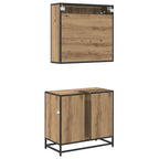 Juego de muebles de baño con cajón 2 pcs Roble artesanal