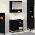 Juego de muebles de baño 2 pcs Roble Negro Madera de ingeniería